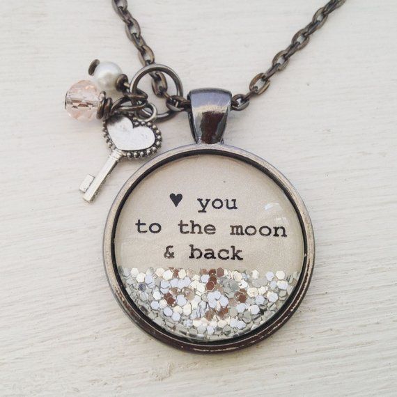 To My Wife Necklace I Love You To The Moon And Back Gift For Her Wife Cute Valentines Day Anniversary Present Silver Moon Pendant Jewelry