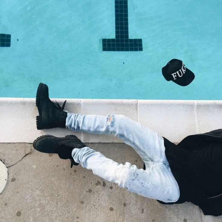 light blue jeans with timberlands