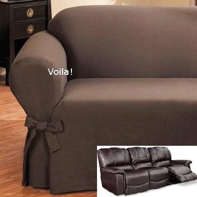 Reclining Sofa Slipcover Ribbed Texture Chocolate Sure Fit Couch Cover Leather Covers Slip Reclining Sofa Slipcover Ribbed Texture, Slipcovers For Reclining Leather Sofas