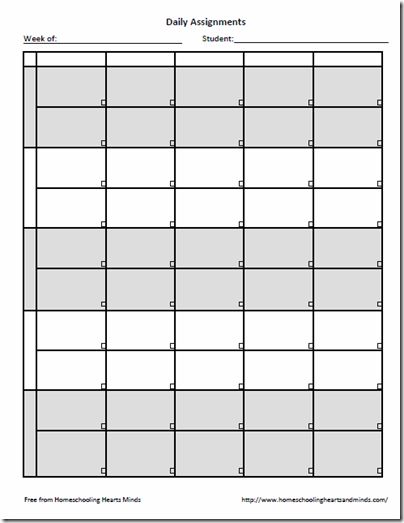 weekly assignment template