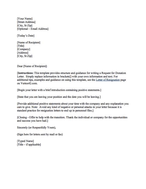 Free Letter of Resignation Template | Reference letter, Resignation ...