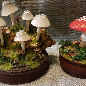 mushrooms night light blue polymer clay fungi miniature blue light mushroom growth