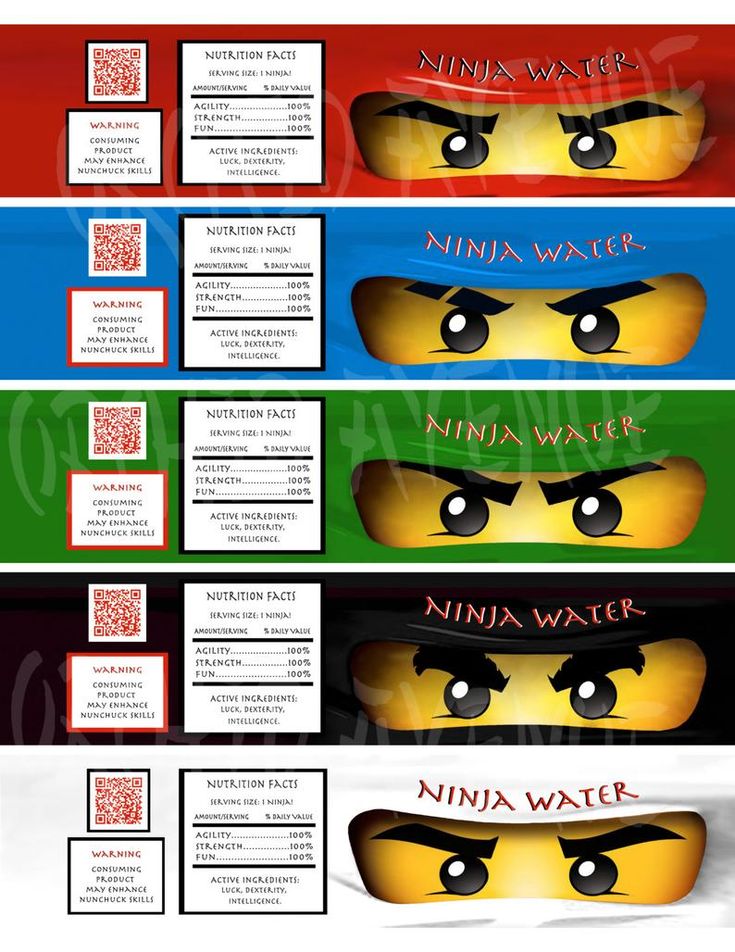 Ninja Water Bottle Labels INSTANT DOWNLOAD Etsy in 2020 Lego
