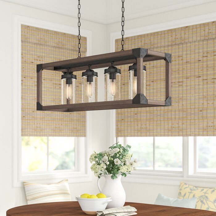 Ellenton 4 Light Shaded Square Rectangle Chandelier With Wrought Iron Accents Accents Cha In 2020 Wrought Iron Accents Rectangle Chandelier Rectangular Chandelier