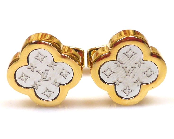 louis vuitton earrings mens. louis vuitton 18k gold plated cufflinks earrings mens g