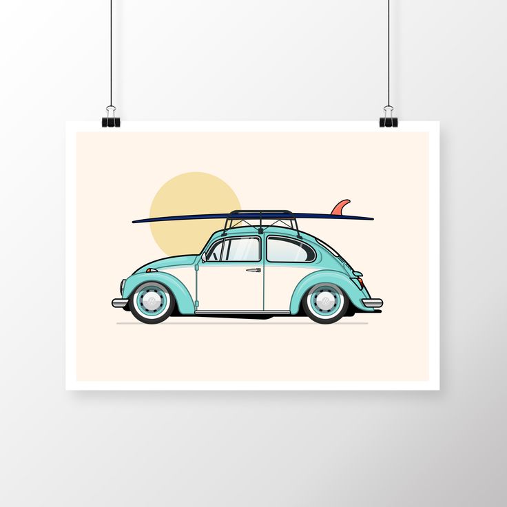 VW Bug Swatch Version VW Beetle Print Art VW Bug Swatch Version VW Beetle Print Art