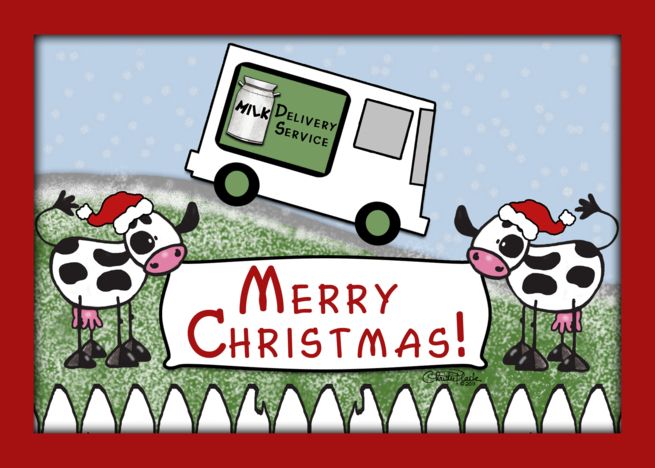 Merry Christmas From Milk Delivery Service Milk Truck And Cows Card Ad Spon Milk Delivery Merry Christmas Milk Delivery Merry Christmas Merry
