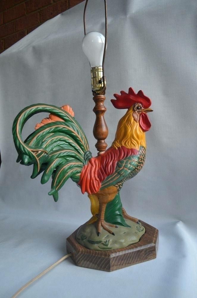 En Lamp Vintage Rooster Ceramic Table Country Folk Art Tall Cky Fried Lampshade Lamps En Lamp Vintage Rooster Ceramic, Antique Rooster Lamp