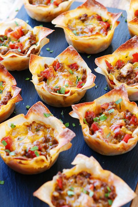 These Fun Crunchy Taco Cups Are Made In A Muffin Tin With Wonton these-fun-crunchy-taco-cups-are-made-in-a-muffin-tin-with-wonton