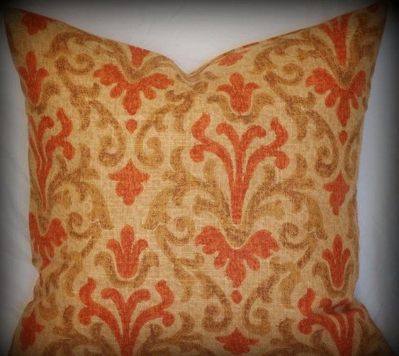 Rustic Chebon Pillow Graphic Print Scroll Damask Red Brown Rust Cover 18x18inch Rustic Chebon Pillow Graphic Print Scroll Damask Red Brown Rust Cover 18x18inch