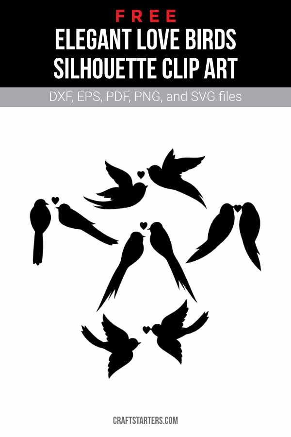 Free Elegant Love Birds Silhouette Clip Art in 2021 | Bird silhouette