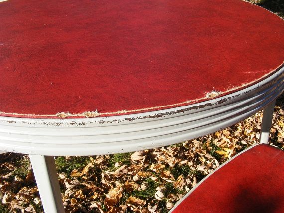 Fantastic Vintage Round Folding Table And Chair Set By Durham Mfg This Just Screams Deep Red L Chairs Fantastic Vintage Round Folding Table, Round Folding Card Table Top