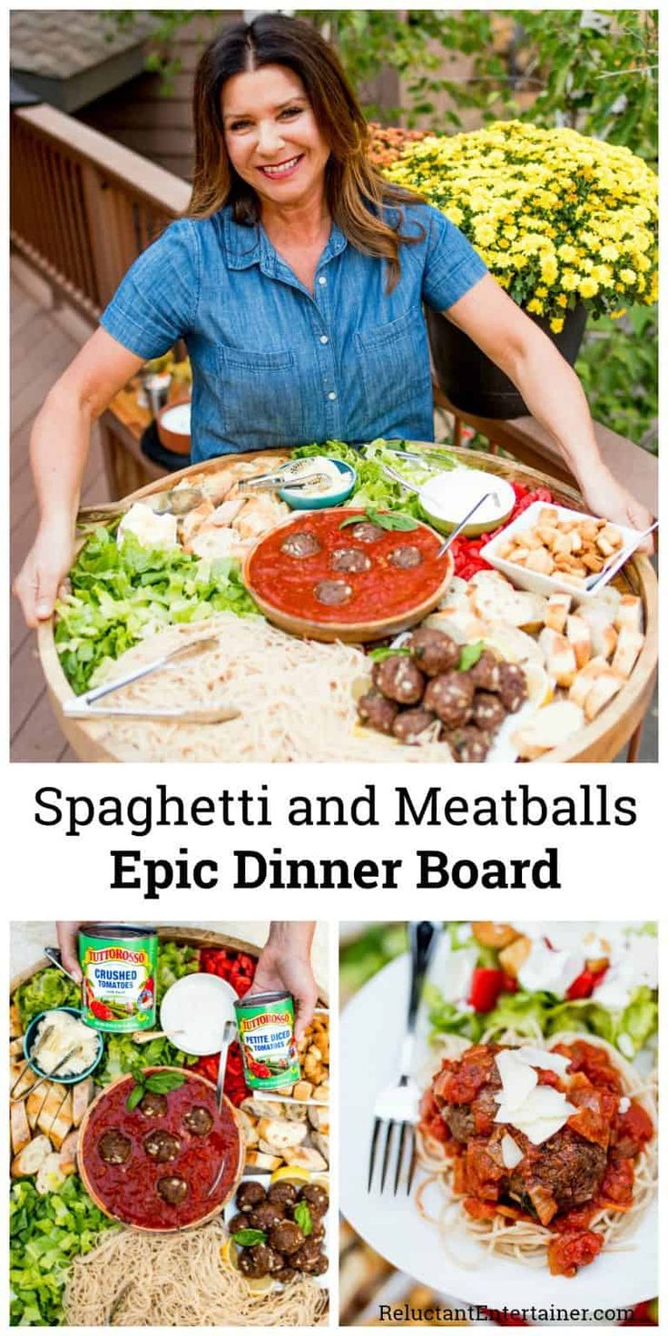 For cozy hosting, enjoy a Spaghetti and Meatballs Epic Dinner Board, made with t...