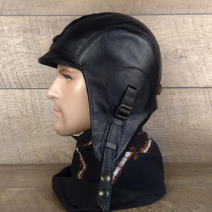 Leather Aviator Hat Motorcycle Helmet Pilot Cap Convertible Etsy