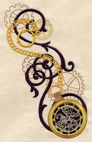 Pocket Watch Motif Machine Embroidery Design