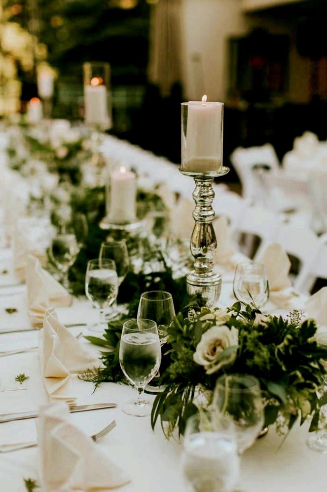 photo White And Silver Wedding Table Decor wedding reception table decorations
