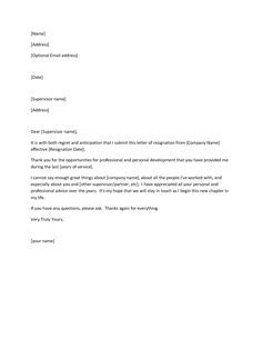 resignation letter sample free