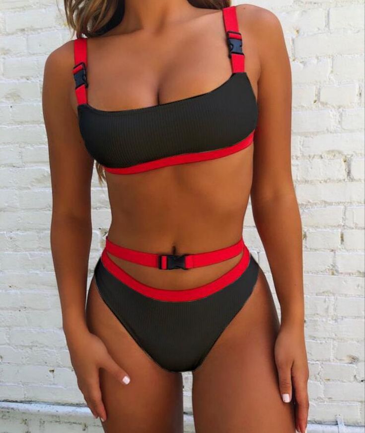Brazil Push up high Cut Bandage Buckle Swimsuit – Pink-Always