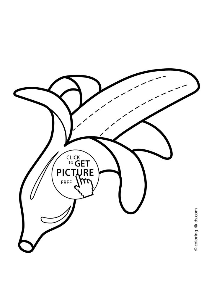 Banana Fruits coloring pages for kids, printable free | Fruit coloring