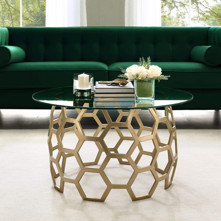 Trini Clear Glass Round Top Coffee Table32 X 32 Silver In 2021 Geometric Table Stylish Geometric Coffee Table, Round Glass Coffee Table With Metal Base