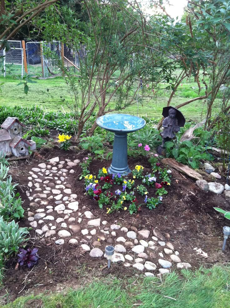 My Project Today Found A Spot For Bird Bath And Planted Some Plants Did