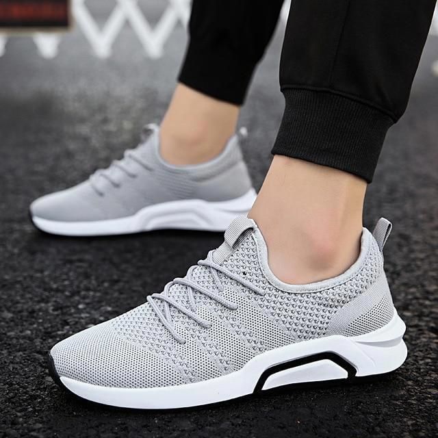 Men Sports Sneakers Gym Trail Running 2018 Knit Mesh Breathable Sneakers Mens