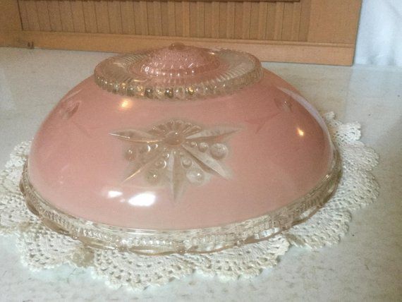 Vintage Pink Glass Shade 1940s 50s Ceiling Lamp Light Cover Replacement Lamps Accessories Vintage Pink Glass Shade 1940s 50s, Pink Glass Ceiling Light Shade