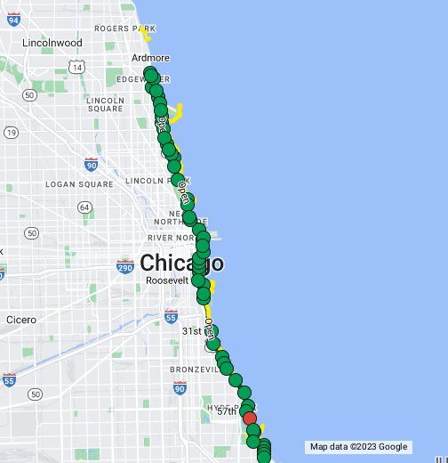 Map of the Lakefront Trail showing - 4912b06718cb7a8d894c751a07d5a18c