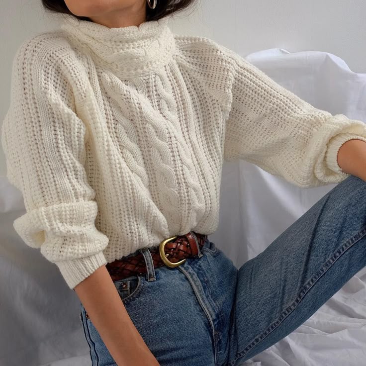 Goodshop Badshop on Instagram: “SOLD Vintage off-white warm cable knit mock ne…