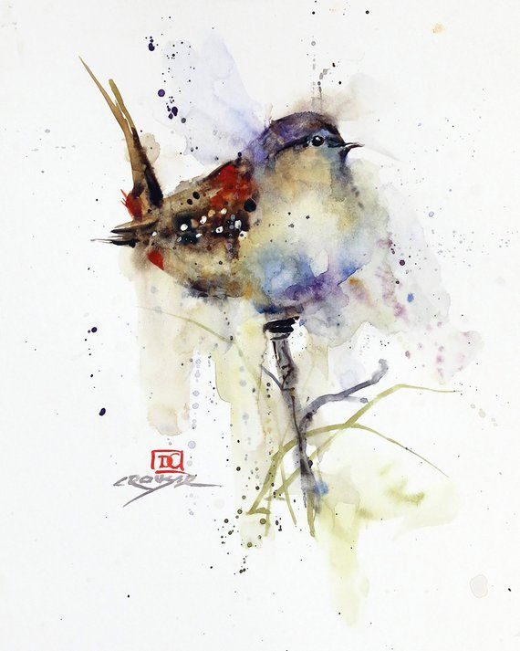 Print Gift Watercolour Card Wren,Blossom,Sale,Original Wildlife,Animal,Art,