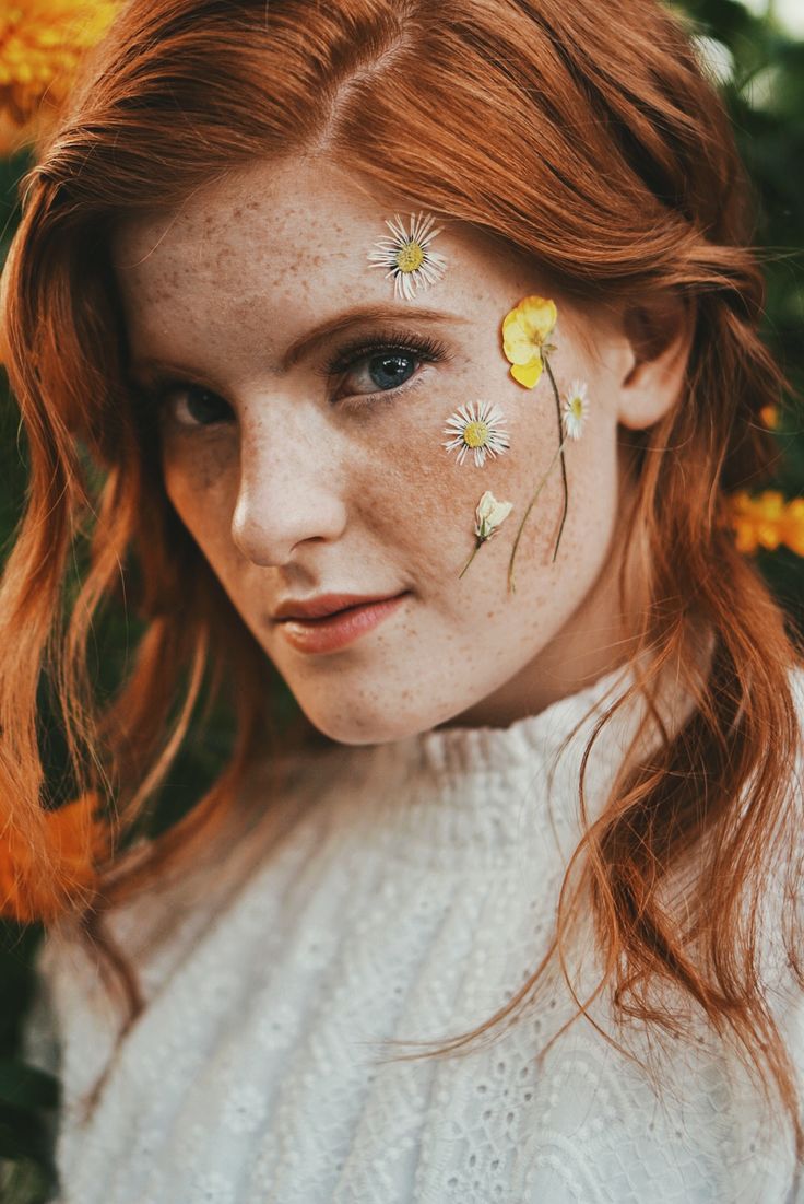 Natural Ginger, redhead boho braided hair style. Flower crown style