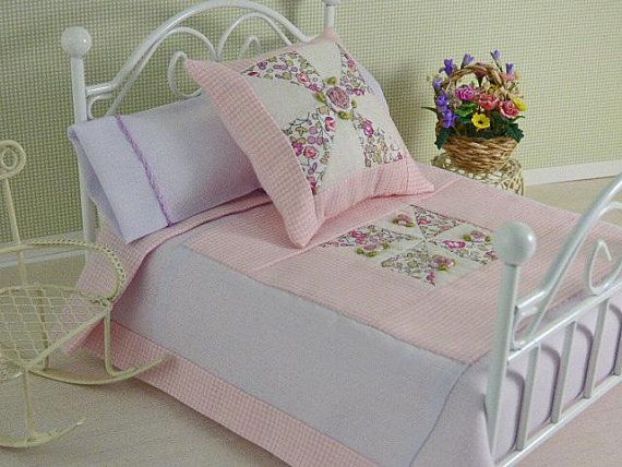 Dolls House Bedding Set 1//12 Handmade-Bed-18 Patterns Double size