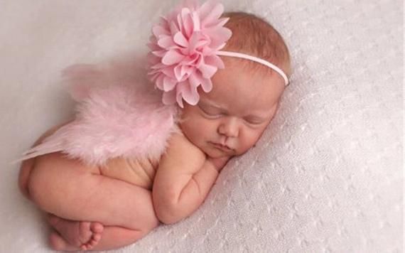Small Satin Bow With Angel Wing Handmade Headband Baby Girl Toddler Newborn Lot