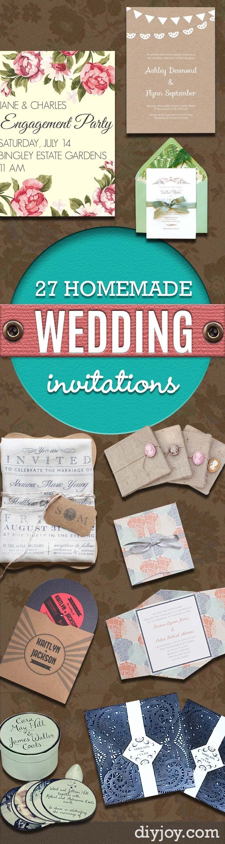 DIY Wedding Invitiations - Templates, Free Printables and Wording | Tutorials for Unique, Rustic, Elegant and Vintage Homemade Invites http://diyjoy.com/diy-wedding-invitations
