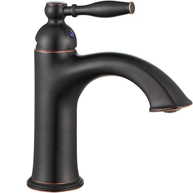 Newater Oil Rubbed Bronze Solid Brass Bathroom Vanity Vessel Sink Faucet Modern Design High Arc Lavatory Deck Mount Si Vessel Sink Faucet Brass Bathroom Faucet