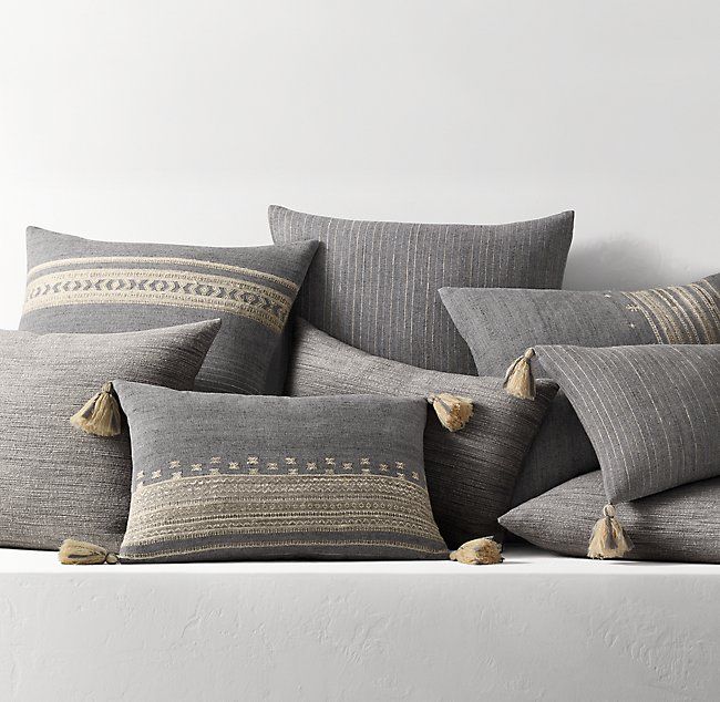 Handwoven Bhujodi Pillow Cover Linen Vertical Pleat Pillow Cover by
