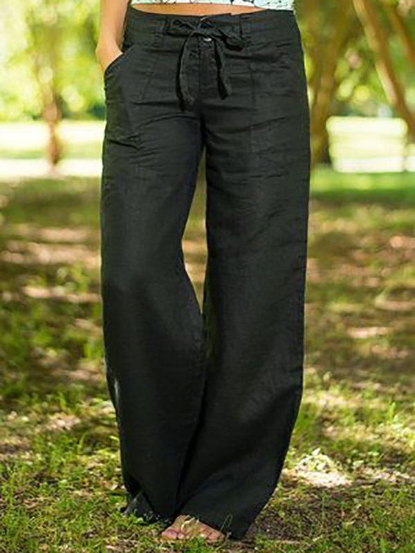 Dark Linen Trouser with Raw Edge Pocket