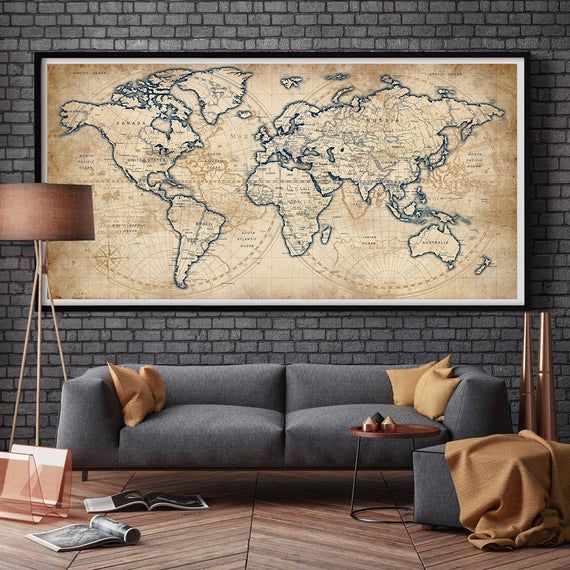World Map Rustic Style Poster Print Old Wall Decor L155 - Old World Map Wall Decor World Map Rustic Style Poster Print Old Wall Decor L155 - Old World Map Wall Decor