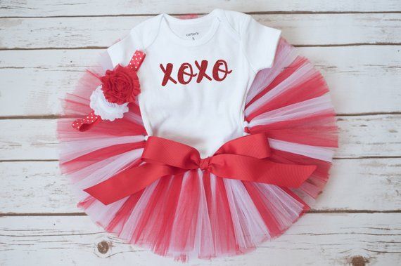 Valentines day baby outfit Ava XOXO girls valentine party outfit first valentines tutu set baby girl valentines outfit red and white tutu