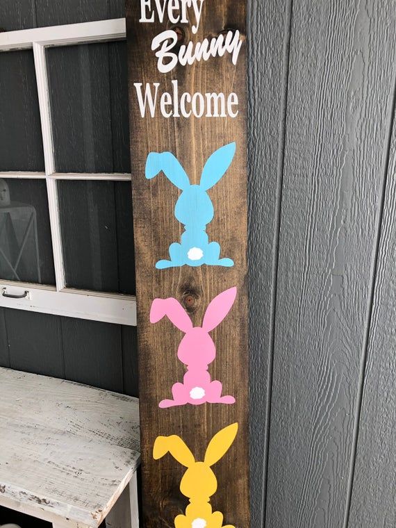 Every Bunny Welcomeeaster Welcome Signspring Welcome Etsy Easter Wood Signs Diy Easter Decorations Easter Porch Decor