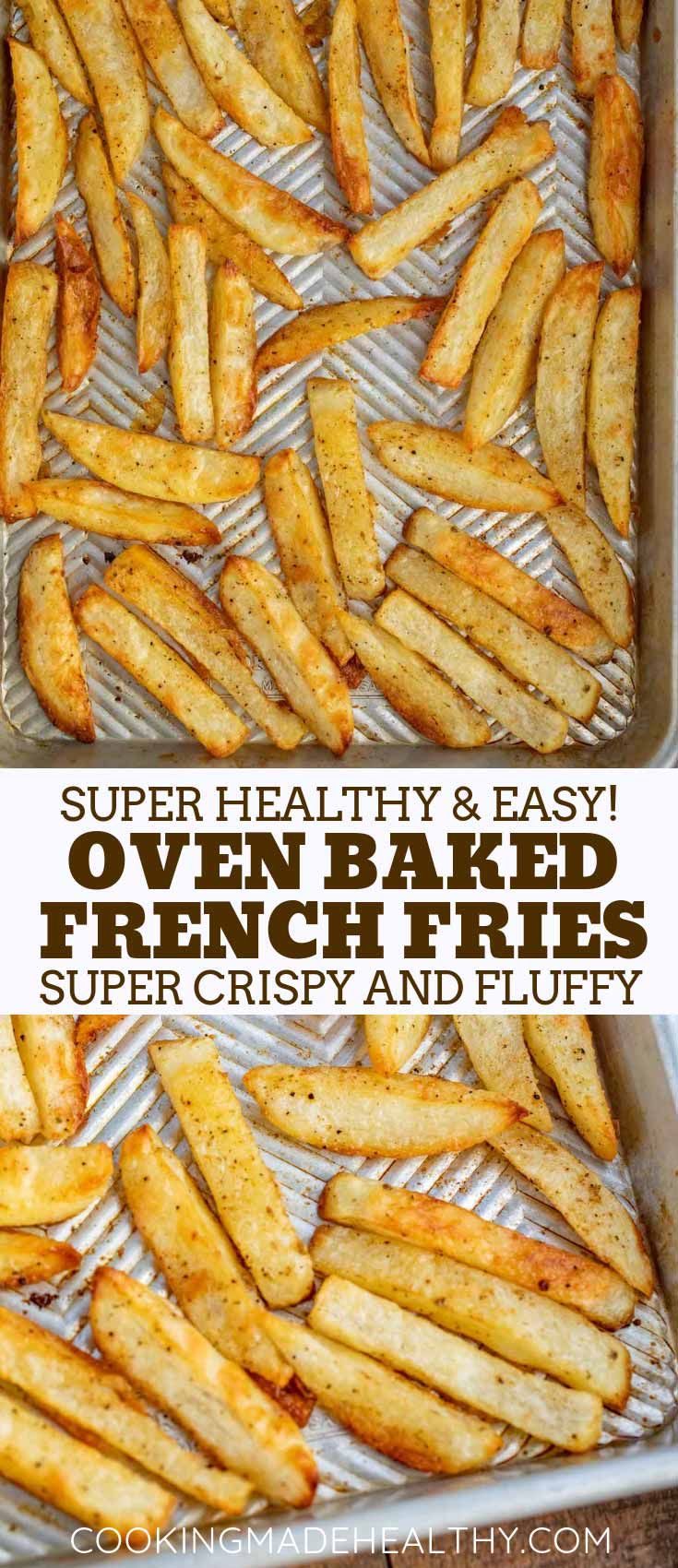Baked French Fries are russet potatoes lightly coated with olive oil and seasoni...