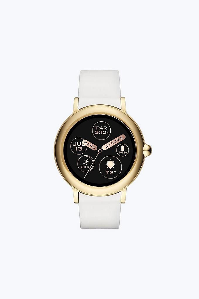 Marc Jacobs Riley Touchscreen Smartwatch In Gold White Smart Watch Marc Jacobs Watch Marc Jacobs