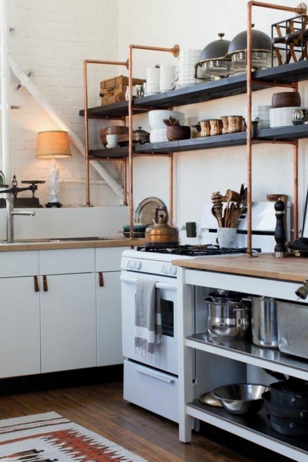 Simple Industrial Shelving Designs For A Weekend Project Industrial Shelving Dé Open Shelving Kitchen Cabinets Kitchen Cabinet Design Farmhouse Kitchen Decor