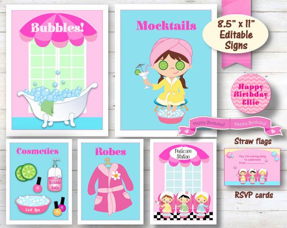spa party printables
