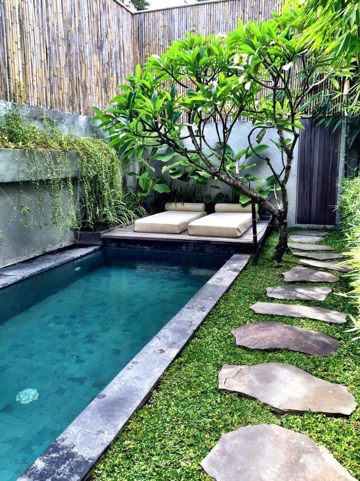 53 Amazing Backyard Landscaping Ideas With Minimalist Swimming Pool For Your Home Home Garden Small Outdoor Patios Small Backyard Design Patio Makeover