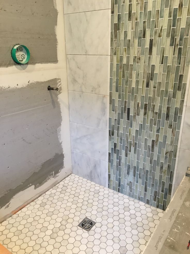 Shower back wall installation. | Wall installation, Master bathroom