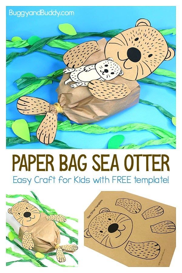 Stuffed Paper Bag Sea Otter Craft with Printable Template! | Animal