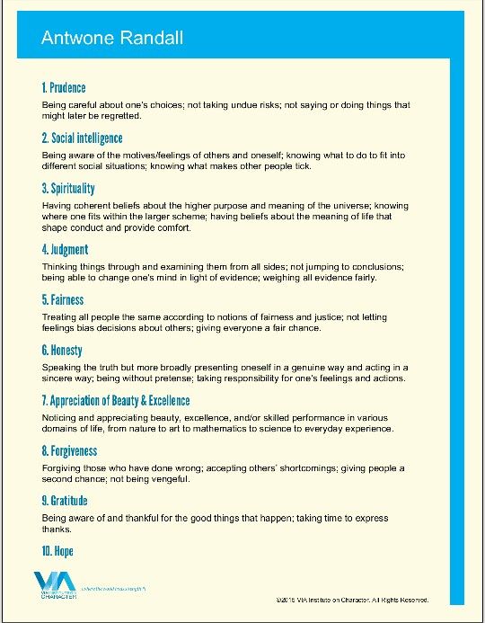 Character Strength Survey Page 1 Character strengths, Feelings, Beliefs