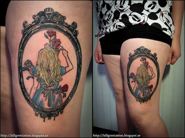 tatuering l 229 r alice i underlandet tattoo thigh alice tatuering l 229 r alice i underlandet tattoo thigh alice