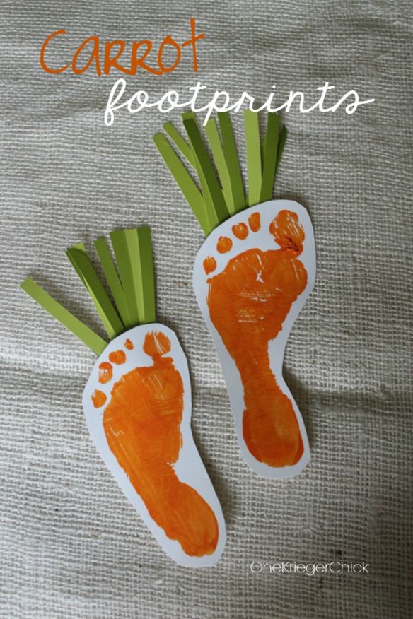 spring footprint art bunny and carrots carrot easter crafts